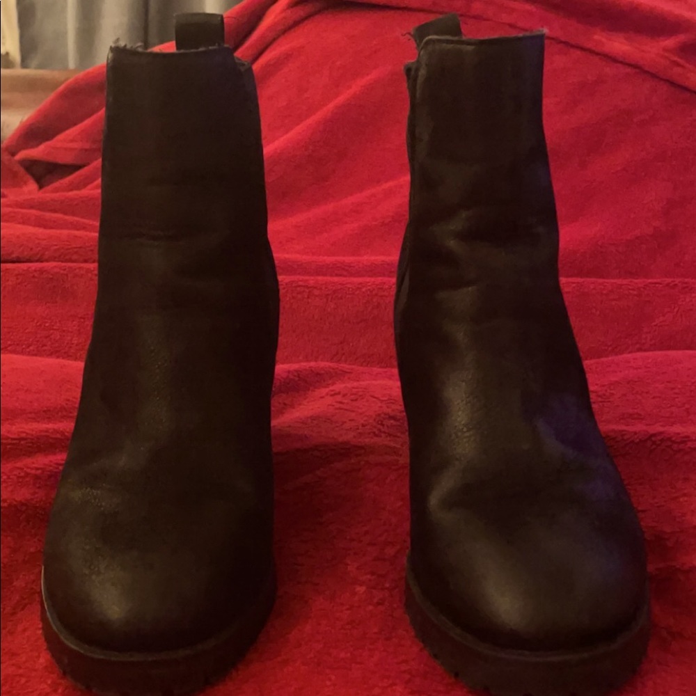 Worn winter boots..